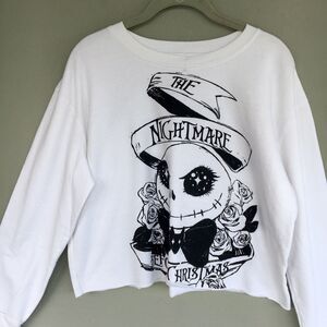 Disney Nightmare Before Christmas Jack Skellington Crop Pulliver Shirt Women XL